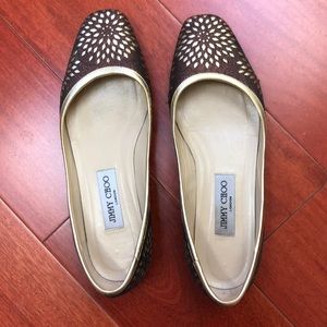 Jimmy Choo Glitter Gold Flats
